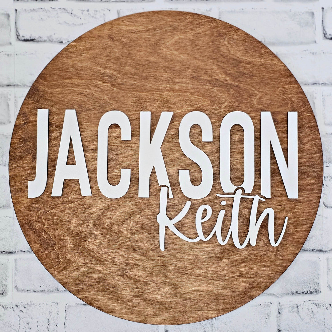 Nursery Name Solid Round Sign | Nursery Sign - ILYB Designs
