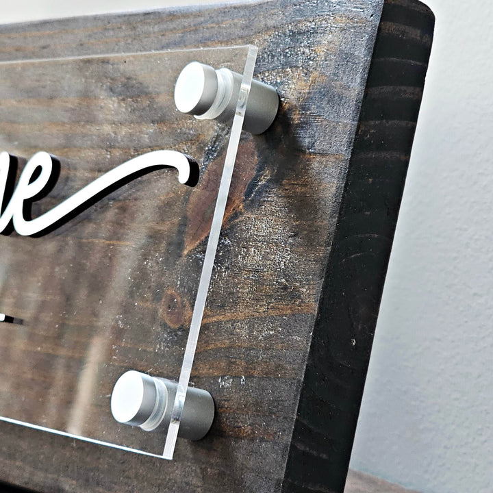 Our First Home Acrylic & Wood Sign | Personalized Wood Plank Sign - ILYB Designs