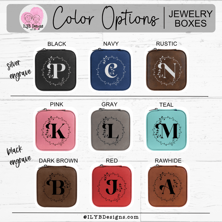 Monogrammed Initial in Floral Circle | Travel Jewelry Box - ILYB Designs