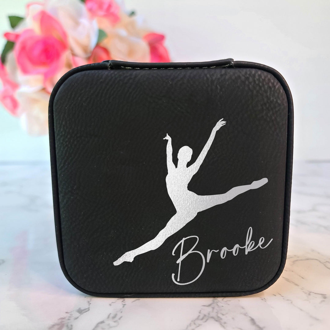 Dancer Silhouette & Name Travel Jewelry Box - ILYB Designs