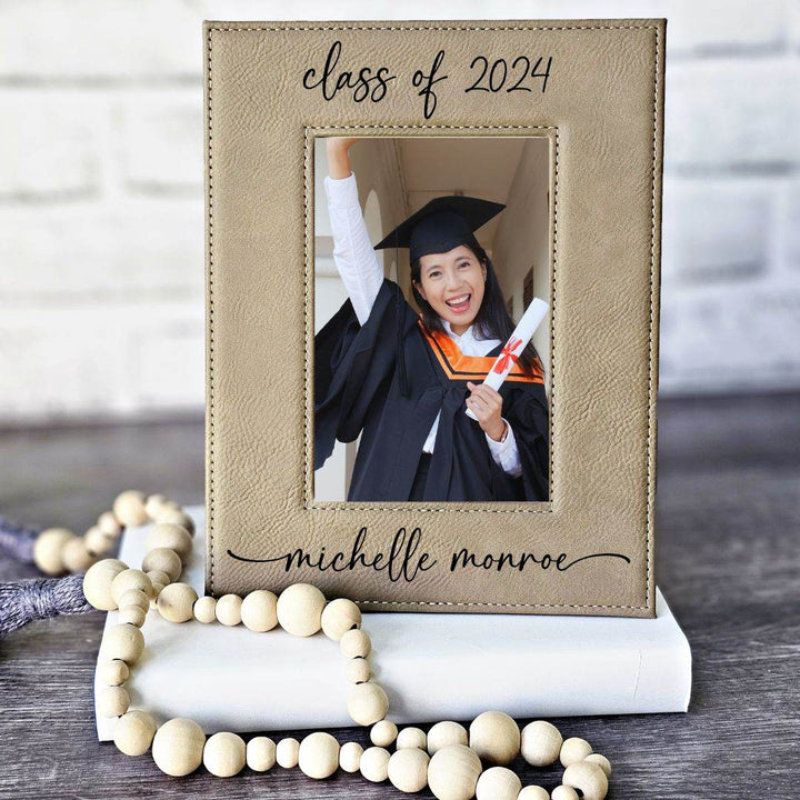 Graduation Picture Frame Engraved Light Brown/Black | Class of 2024 Graduation Gift - ILYB Designs