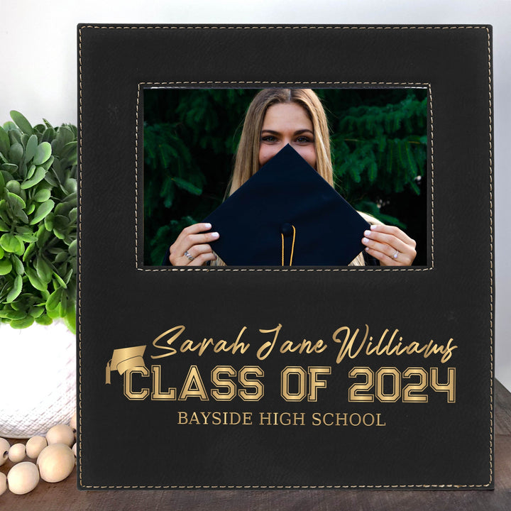 Graduation Picture Frame Engraved Black/Gold | Class of 2024 Graduation Gift - ILYB Designs