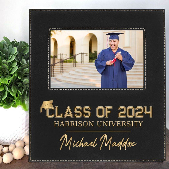 Graduation Picture Frame Engraved Black/Gold | Class of 2024 Graduation Gift - ILYB Designs