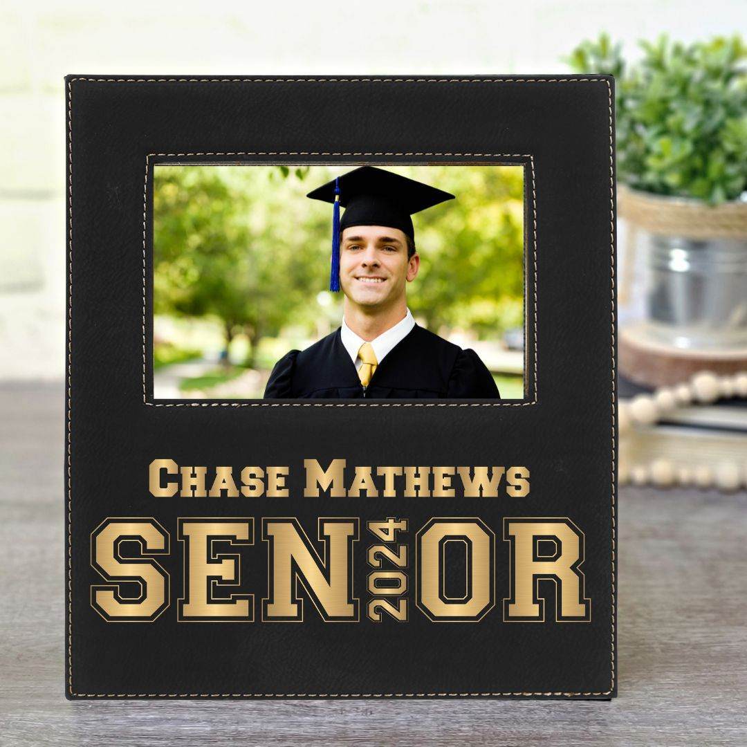 Graduation Picture Frame Engraved Black/Gold | Class of 2024 Graduation Gift - ILYB Designs