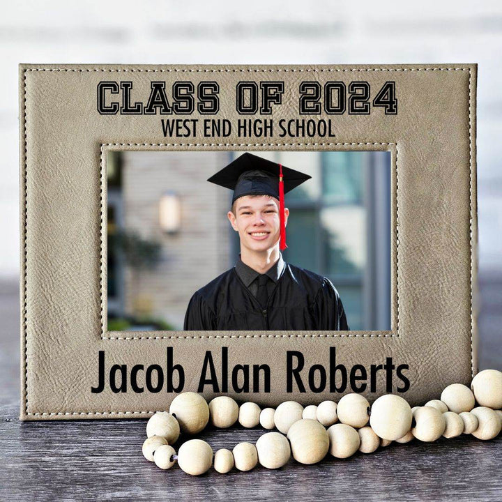 Graduation Picture Frame Engraved Light Brown/Black | Class of 2024 Graduation Gift - ILYB Designs