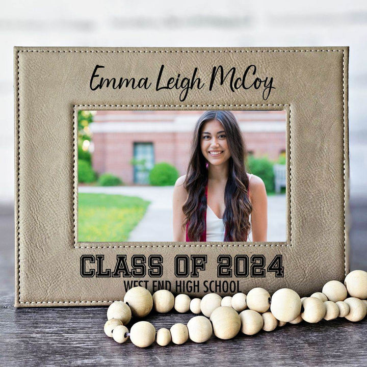 Graduation Picture Frame Engraved Light Brown/Black | Class of 2024 Graduation Gift - ILYB Designs