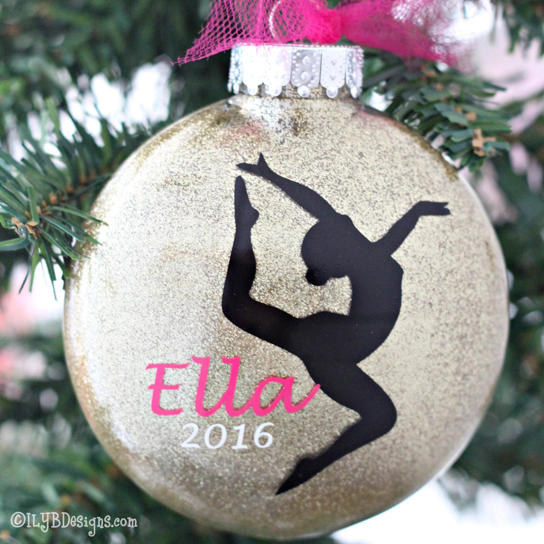 Dancer Silhouette Christmas Ornament | Sports Ornament | Personalized Glitter - ILYB Designs