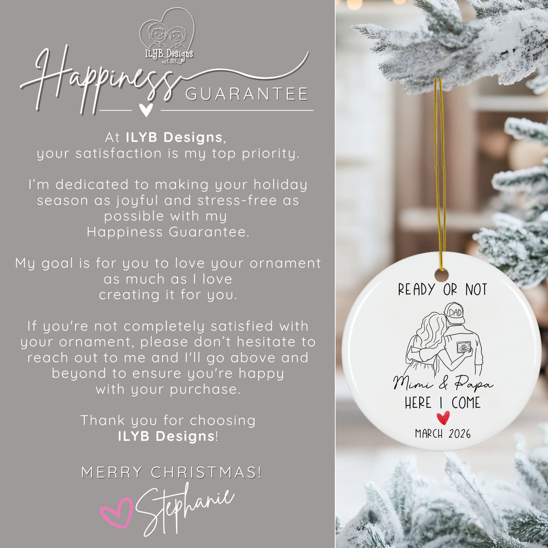 Happiness Guarantee: At ILYB Designs, your satisfaction is my top priority. I'm dedicated to making your holiday season as joyful and stress-free as possible with my happiness guarantee. My goal is for you to love your ornament as much as I love creating it for you. If you're not completely satisfied with your ornament, please don't hesitate to reach out to me and I'll go above and beyond to ensure you're happy with your purchase. Thank you for choosing ILYB Designs! Merry Christmas!