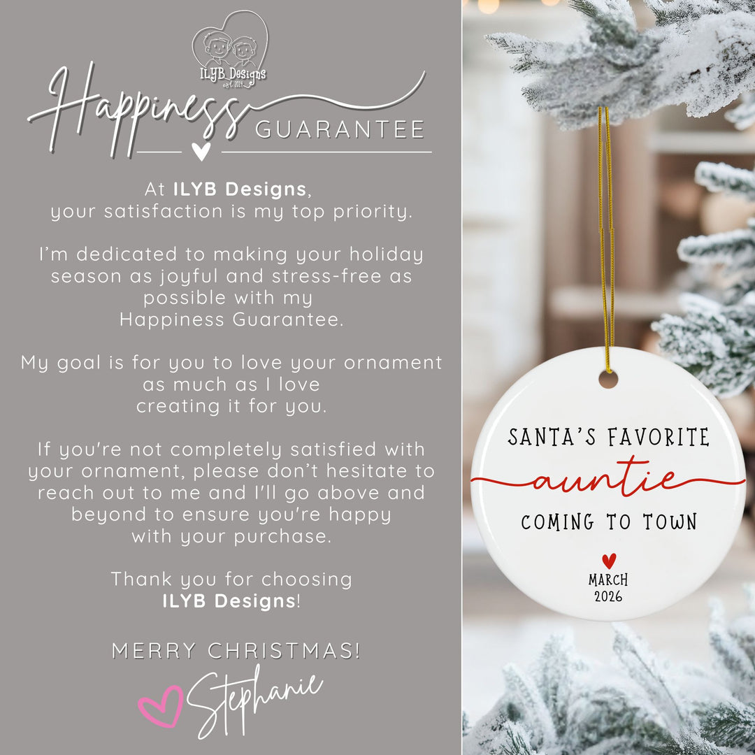 Happiness Guarantee: At ILYB Designs, your satisfaction is my top priority. I'm dedicated to making your holiday season as joyful and stress-free as possible with my happiness guarantee. My goal is for you to love your ornament as much as I love creating it for you. If you're not completely satisfied with your ornament, please don't hesitate to reach out to me and I'll go above and beyond to ensure you're happy with your purchase. Thank you for choosing ILYB Designs! Merry Christmas!