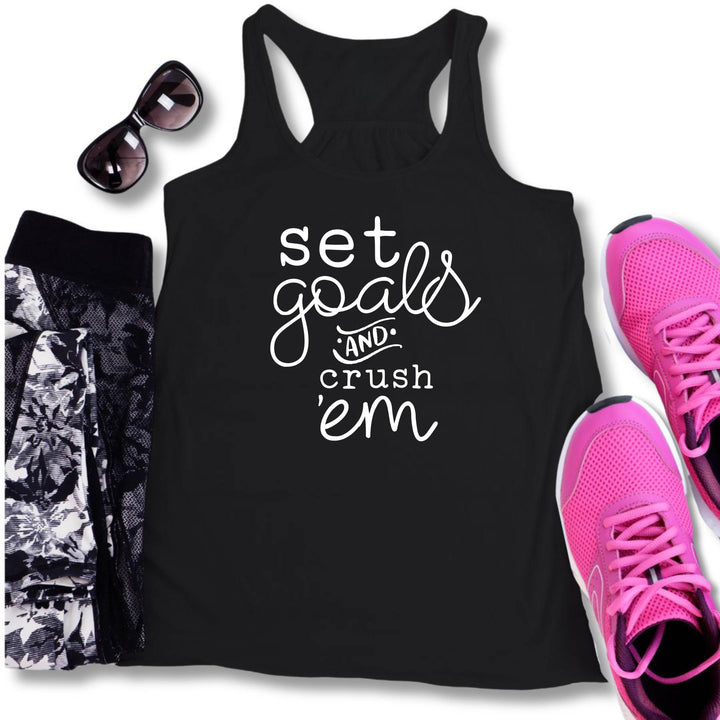 Set Goals & Crush 'Em Workout Tank Top | Motivational Workout Tanks - ILYB Designs