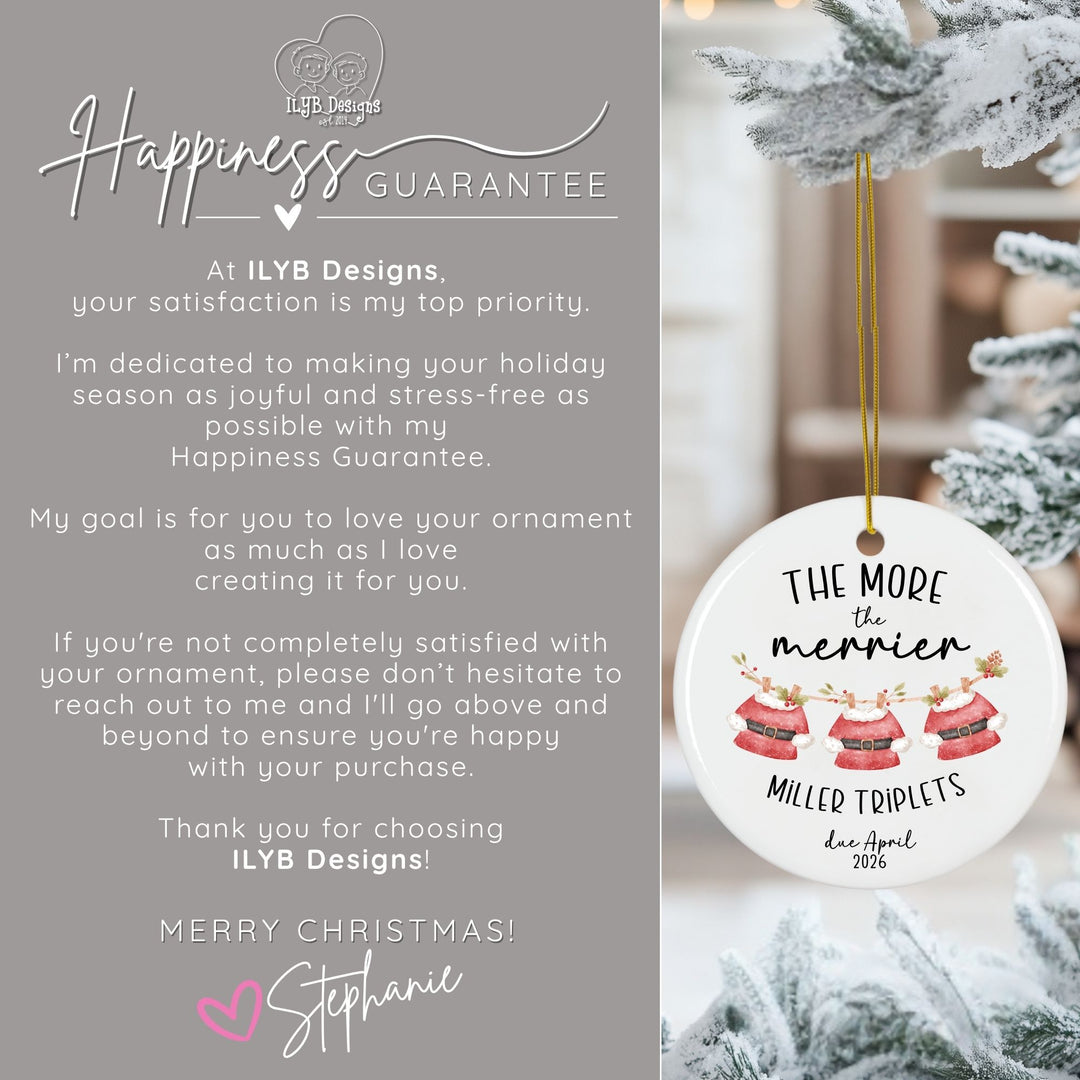 Happiness Guarantee: At ILYB Designs, your satisfaction is my top priority. I'm dedicated to making your holiday season as joyful and stress-free as possible with my happiness guarantee. My goal is for you to love your ornament as much as I love creating it for you. If you're not completely satisfied with your ornament, please don't hesitate to reach out to me and I'll go above and beyond to ensure you're happy with your purchase. Thank you for choosing ILYB Designs! Merry Christmas!