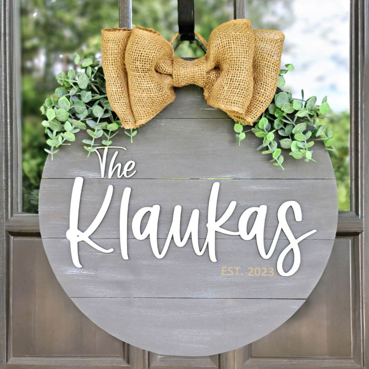 Personalized Family Name Round Shiplap Sign | Door Hanger - ILYB Designs