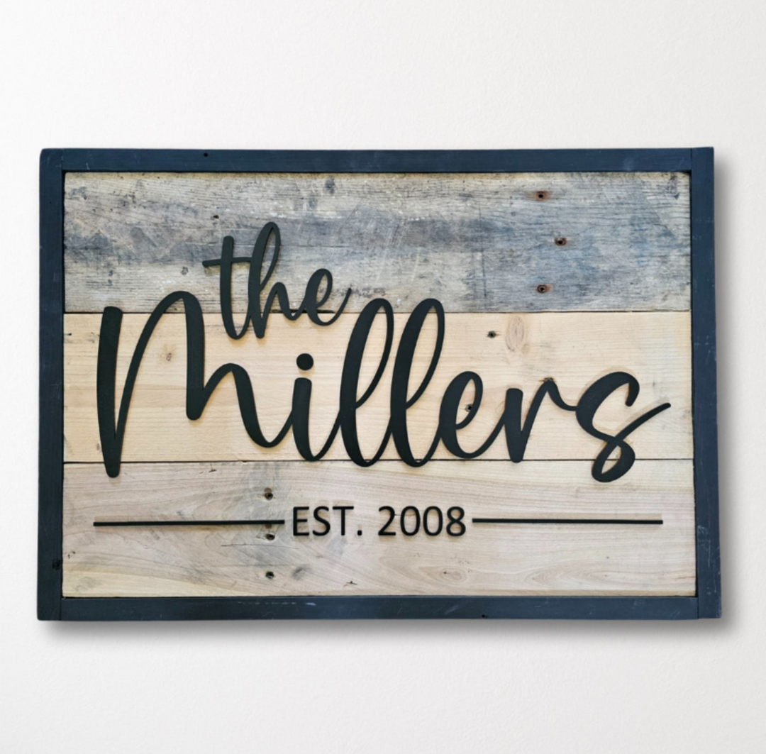 Personalized Family Name & Established Sign | Large Pallet Sign