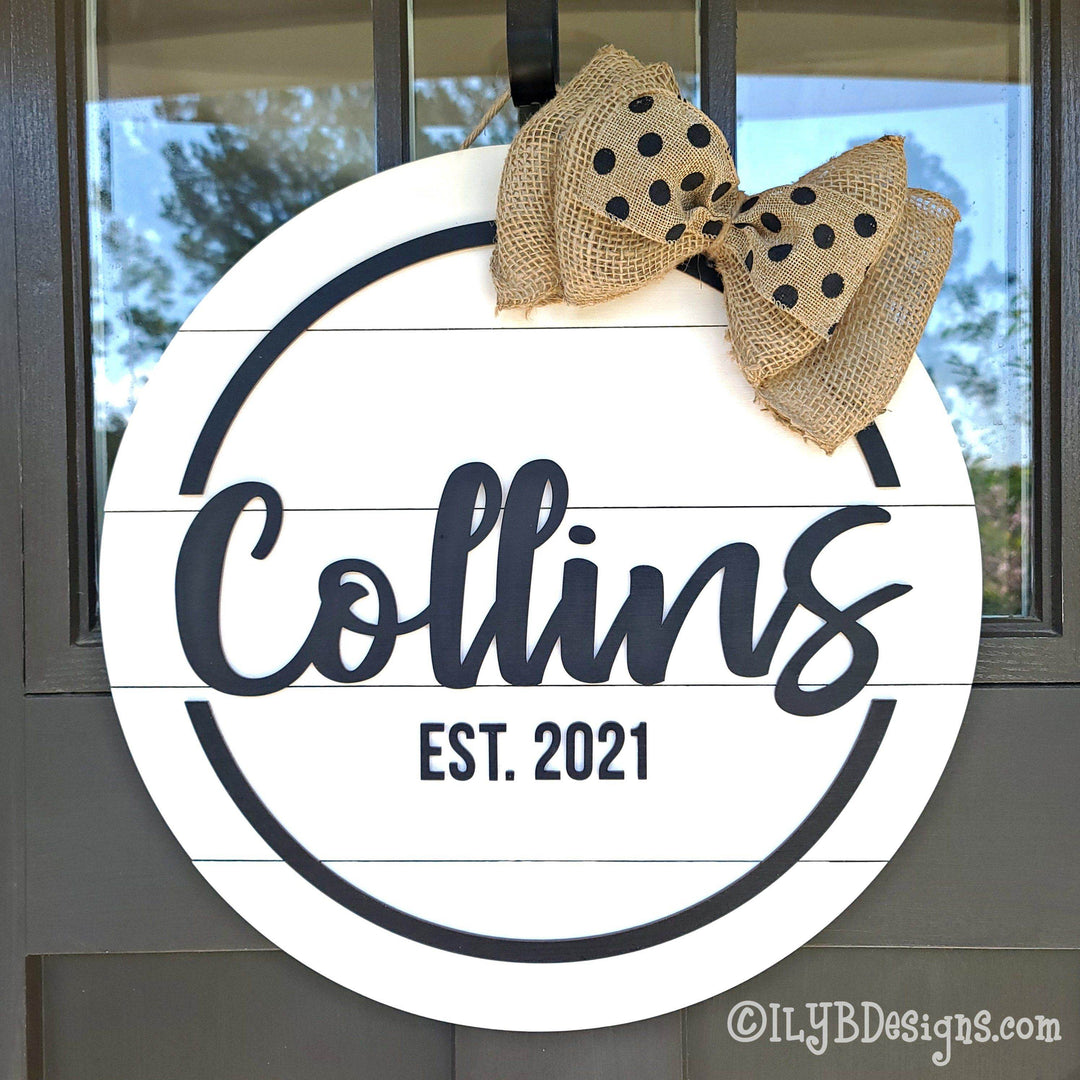 Family Name Established Round Shiplap Sign | Half Circle Design - ILYB Designs