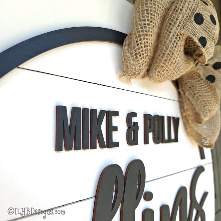 Family Name Established Round Shiplap Sign | Half Circle Design - ILYB Designs