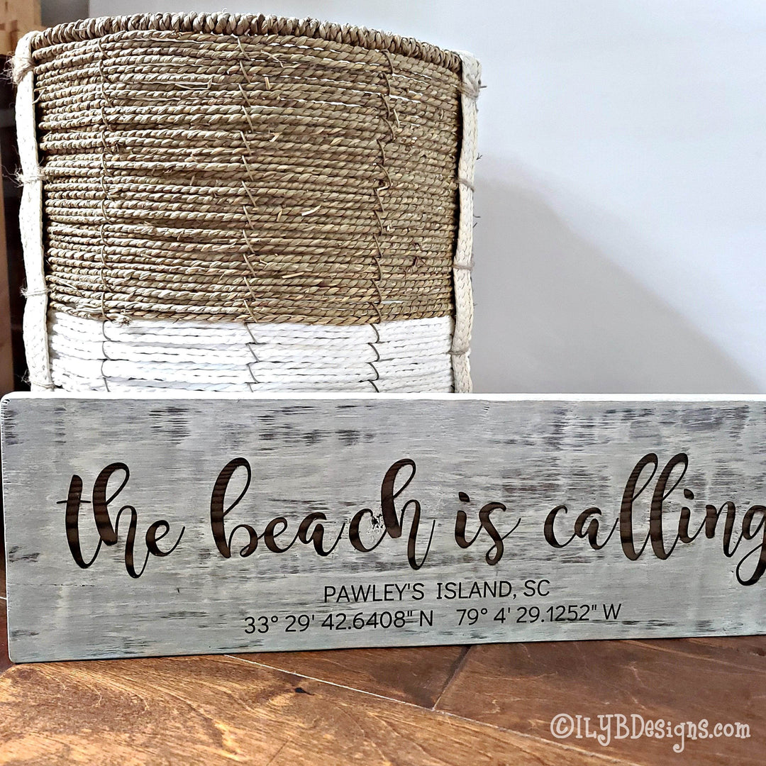 The Beach is Calling Laser Engraved Wood Sign | Beach House Sign - ILYB Designs