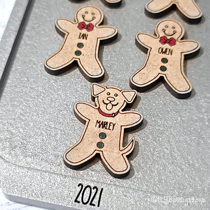 Gingerbread Family Ornament | Personalized Laser Cut Wood Ornament - ILYB Designs