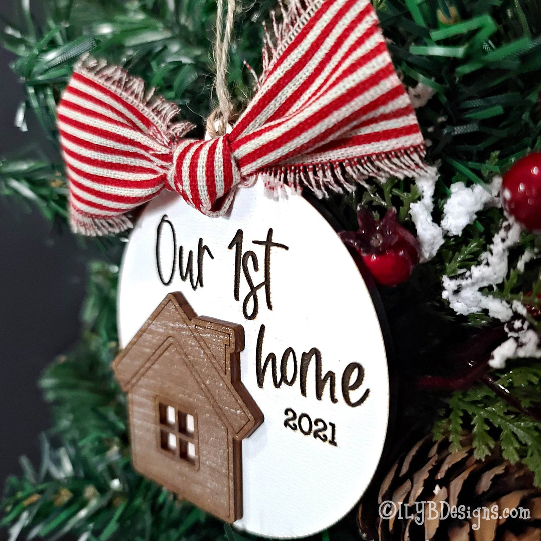 Our 1st Home Christmas Ornament | Personalized Laser Cut Wood Ornament - ILYB Designs