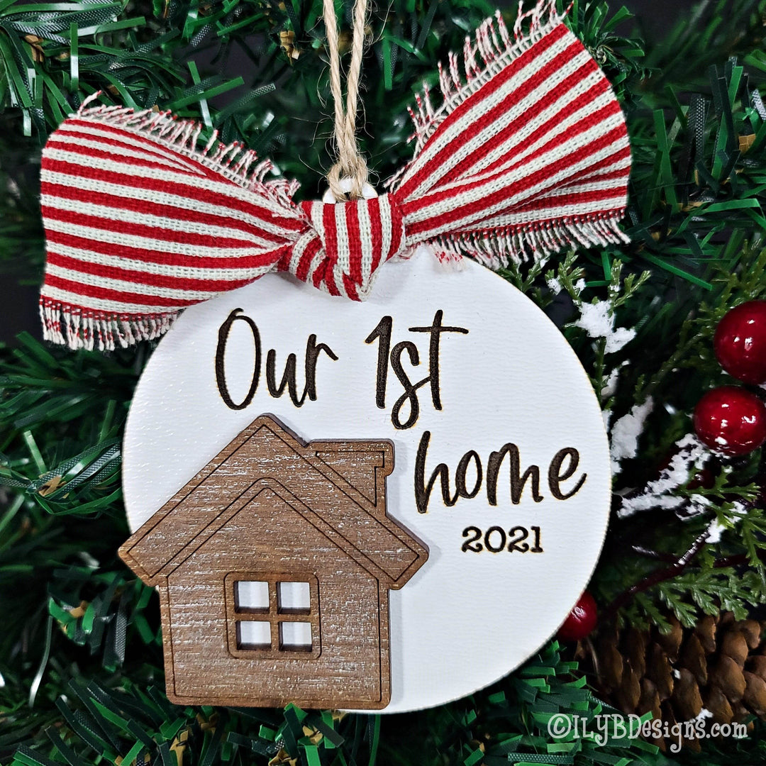 Our 1st Home Christmas Ornament | Personalized Laser Cut Wood Ornament - ILYB Designs