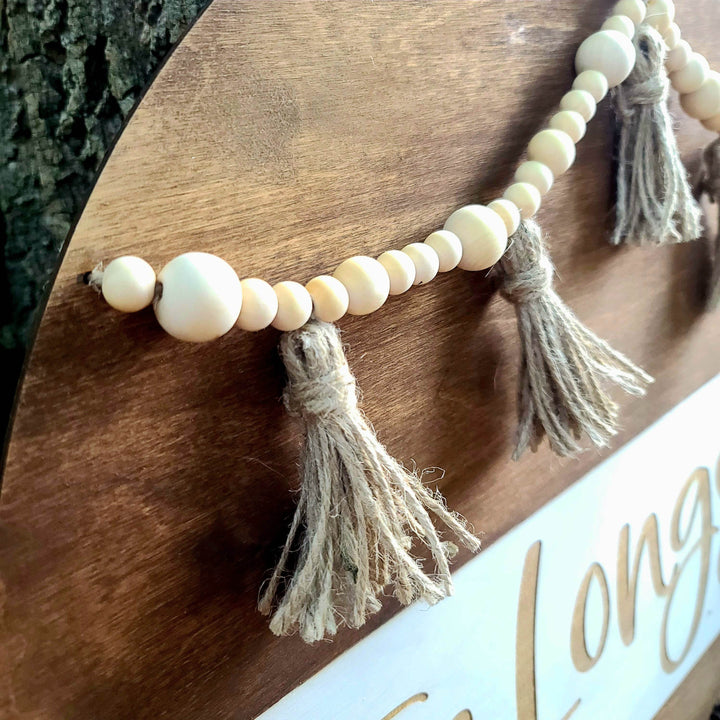 Boho Double Bead Garland Family Name Sign - ILYB Designs