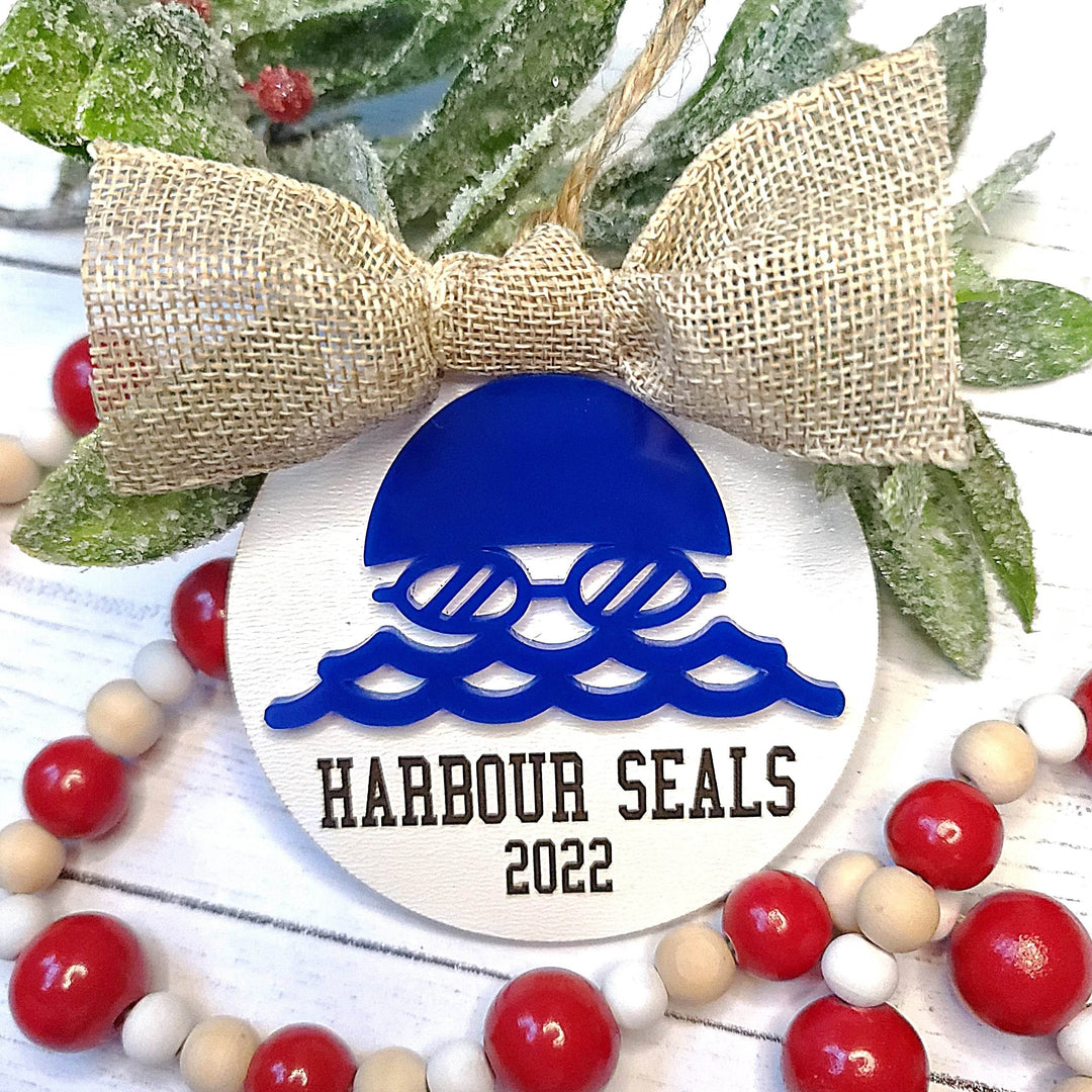 Swim Team Christmas Ornament | Personalized Laser Cut Wood Ornament - ILYB Designs