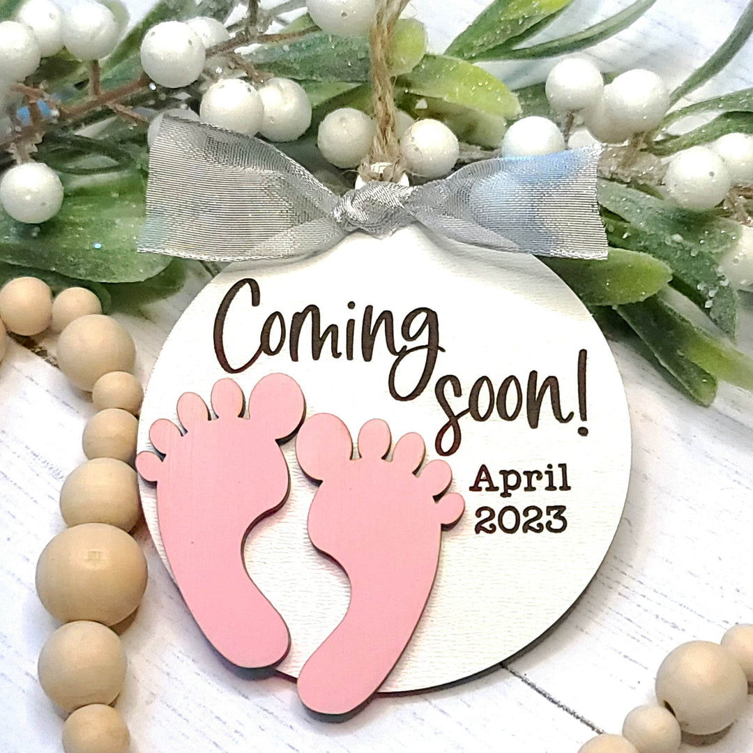 Pregnancy Announcement Baby Feet Christmas Ornament | Laser Cut SVG Bundle - ILYB Designs