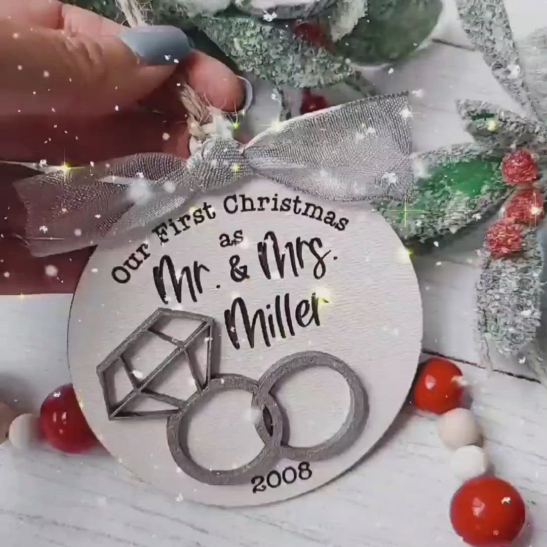 Our First Christmas as Mr. & Mrs. Wedding Ornament | Laser Cut SVG File