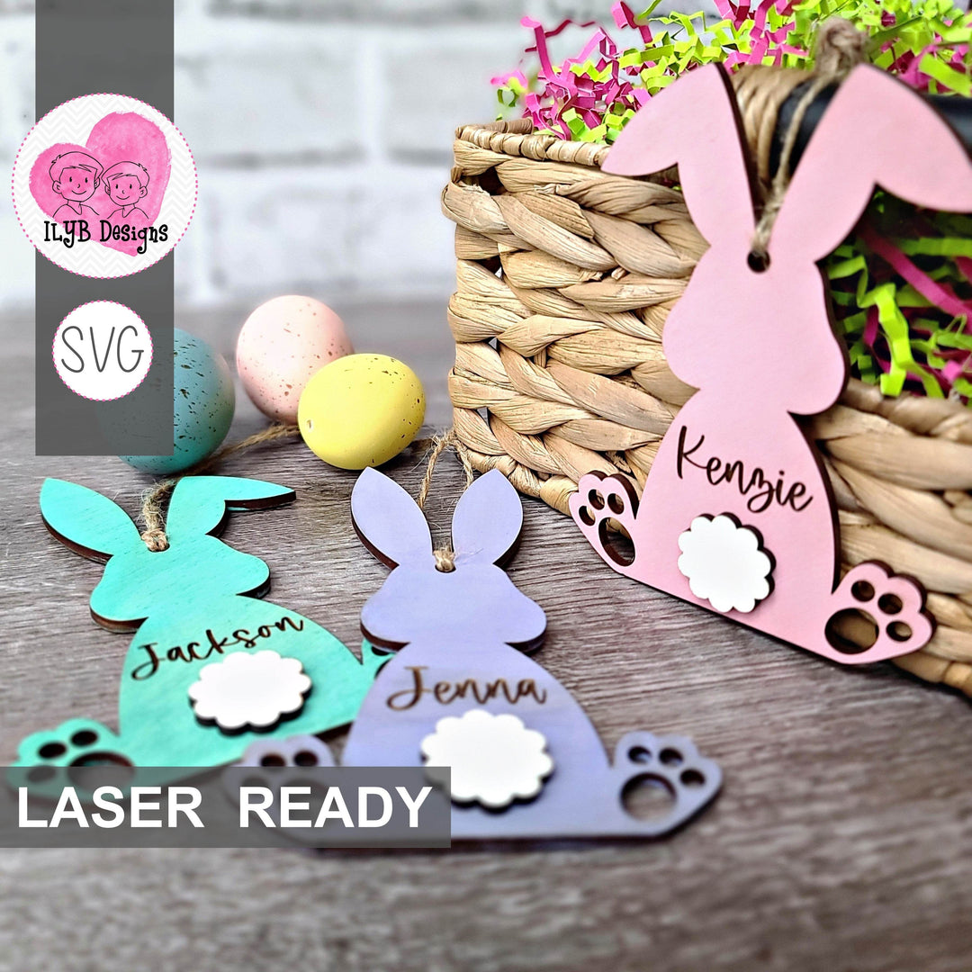 Easter Bunny Easter Basket Tag | Laser Cut SVG File - ILYB Designs