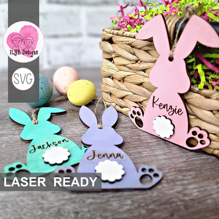 Easter Bunny Easter Basket Tag | Laser Cut SVG File - ILYB Designs