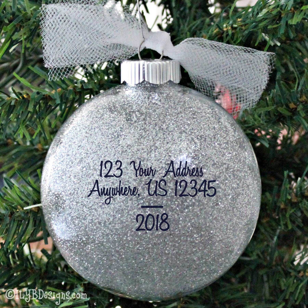 Family Christmas Ornament with State Silhouette | Realtor Ornament | Personalized Glitter - ILYB Designs
