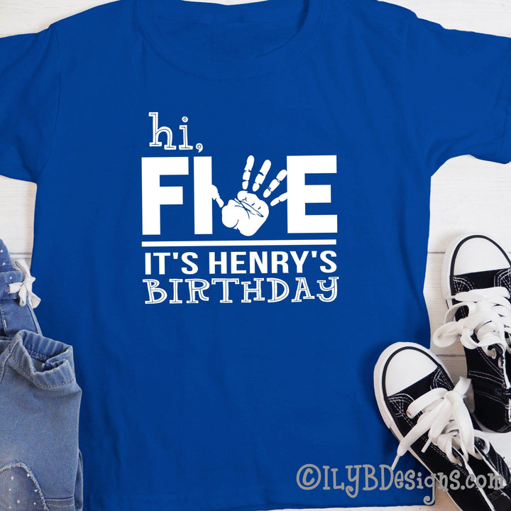 Hi Five 5th Birthday Shirt Personalized - ILYB Designs