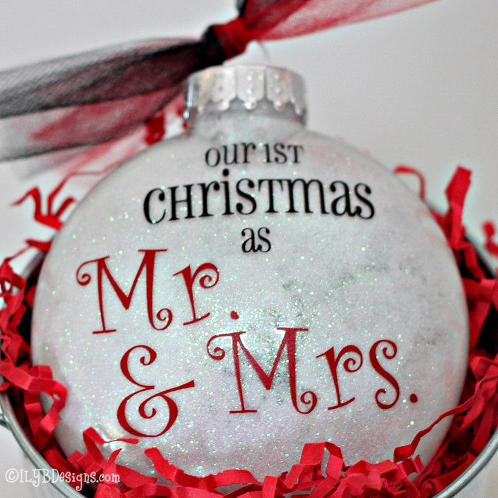 Our First Christmas as Mr. & Mrs. Ornament | Personalized Glitter - ILYB Designs