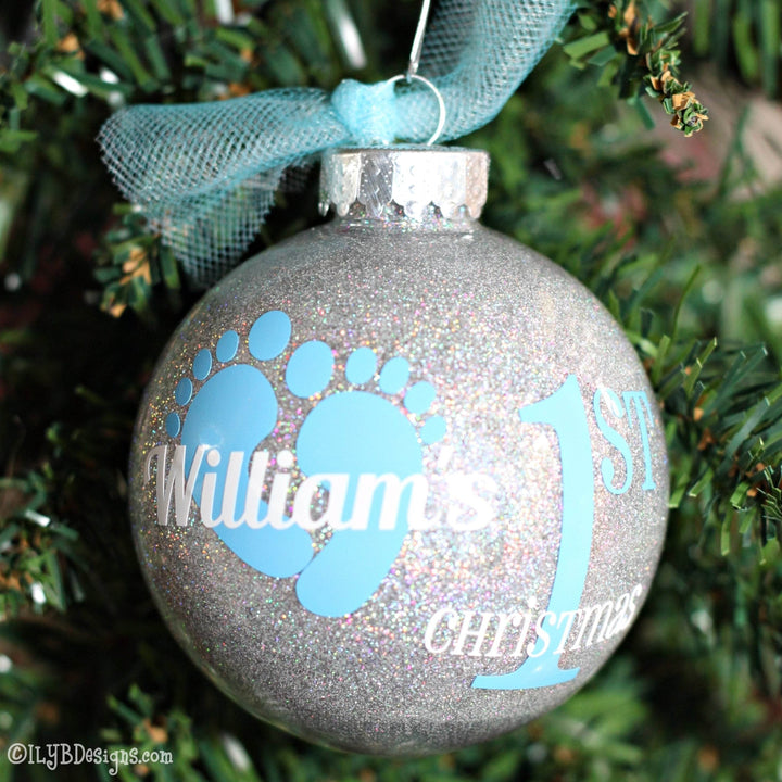 Baby's 1st Christmas Ornament | Personalized Glitter - ILYB Designs