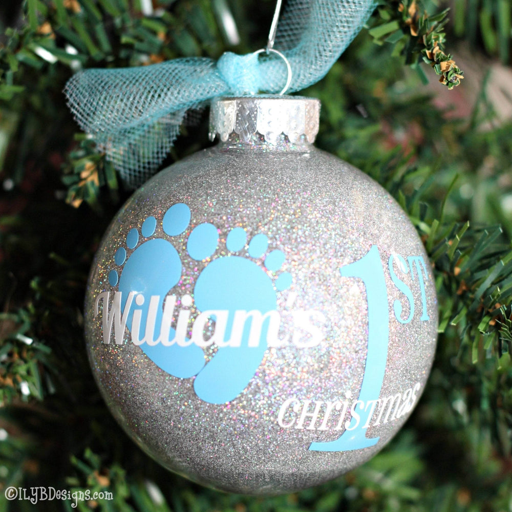 Baby's 1st Christmas Ornament | Personalized Glitter - ILYB Designs