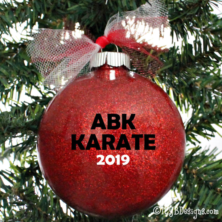 Karate/Taekwondo Boy Christmas Ornament | Martial Arts Sports Ornament | Personalized Glitter - ILYB Designs