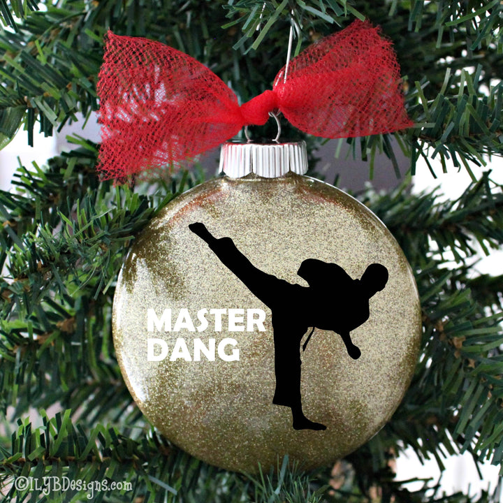 Karate/Taekwondo Boy Christmas Ornament | Martial Arts Sports Ornament | Personalized Glitter - ILYB Designs