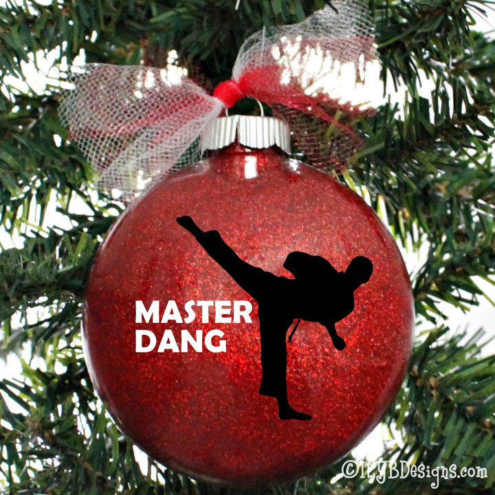 Karate/Taekwondo Boy Christmas Ornament | Martial Arts Sports Ornament | Personalized Glitter - ILYB Designs