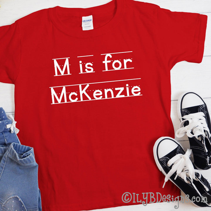 Letter is for Name Personalized School Shirt for Kids | Back to School Shirt - ILYB Designs
