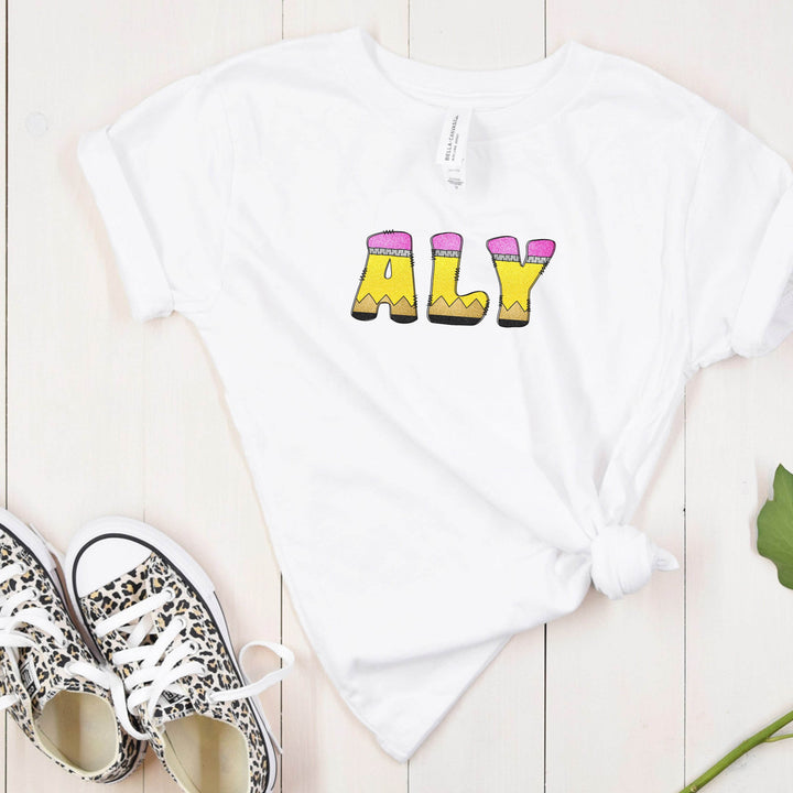 Personalized Name Shirt in Pencil Letters | YOUTH Back to School Shirt - ILYB Designs