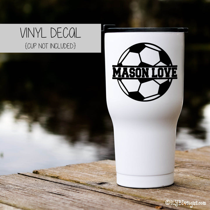 SOCCER BALL NAME Vinyl Decal - SOCCER Tumbler Decal - ILYB Designs