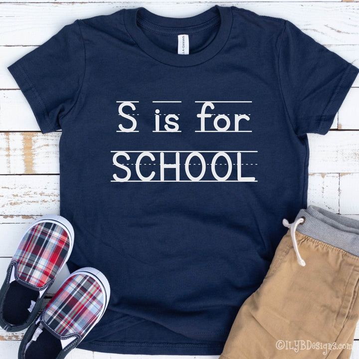 S is for School Shirt for Kids | TODDLER & YOUTH Back to School Shirts - ILYB Designs