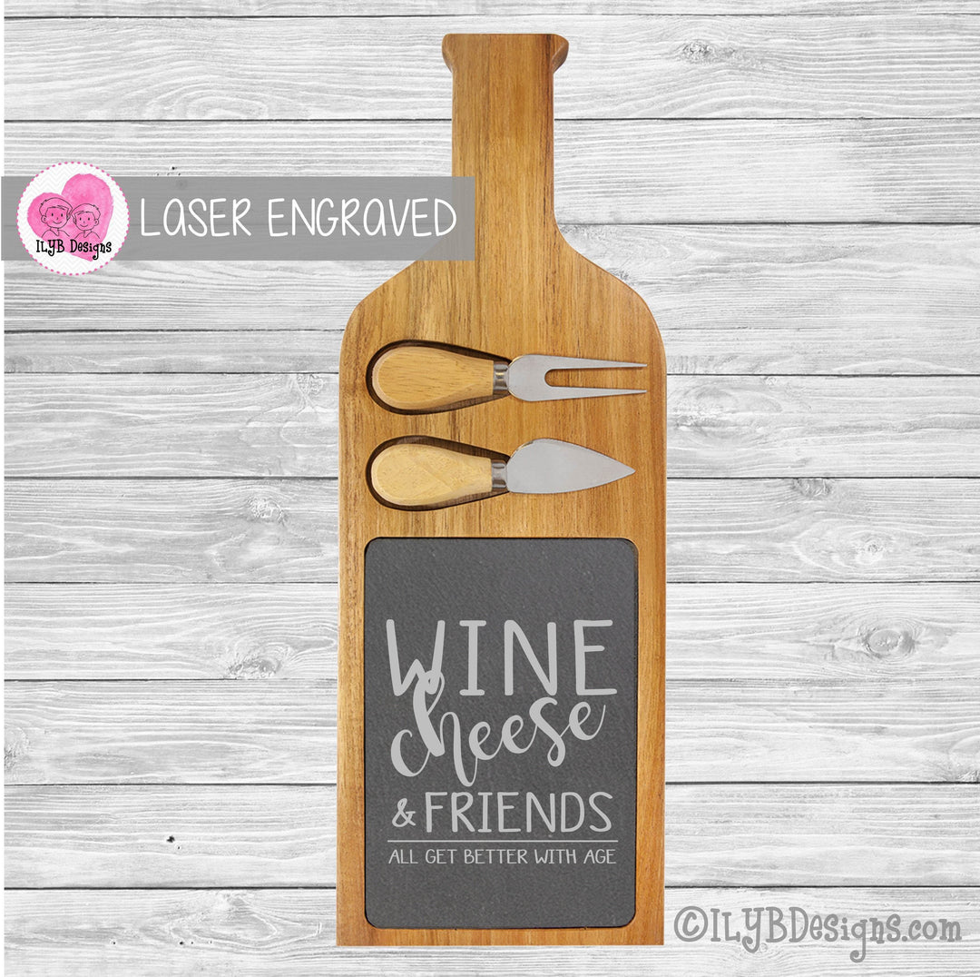 Wine Cheese & Friends All Get Better With Age | Long Paddle Cheese Board - ILYB Designs