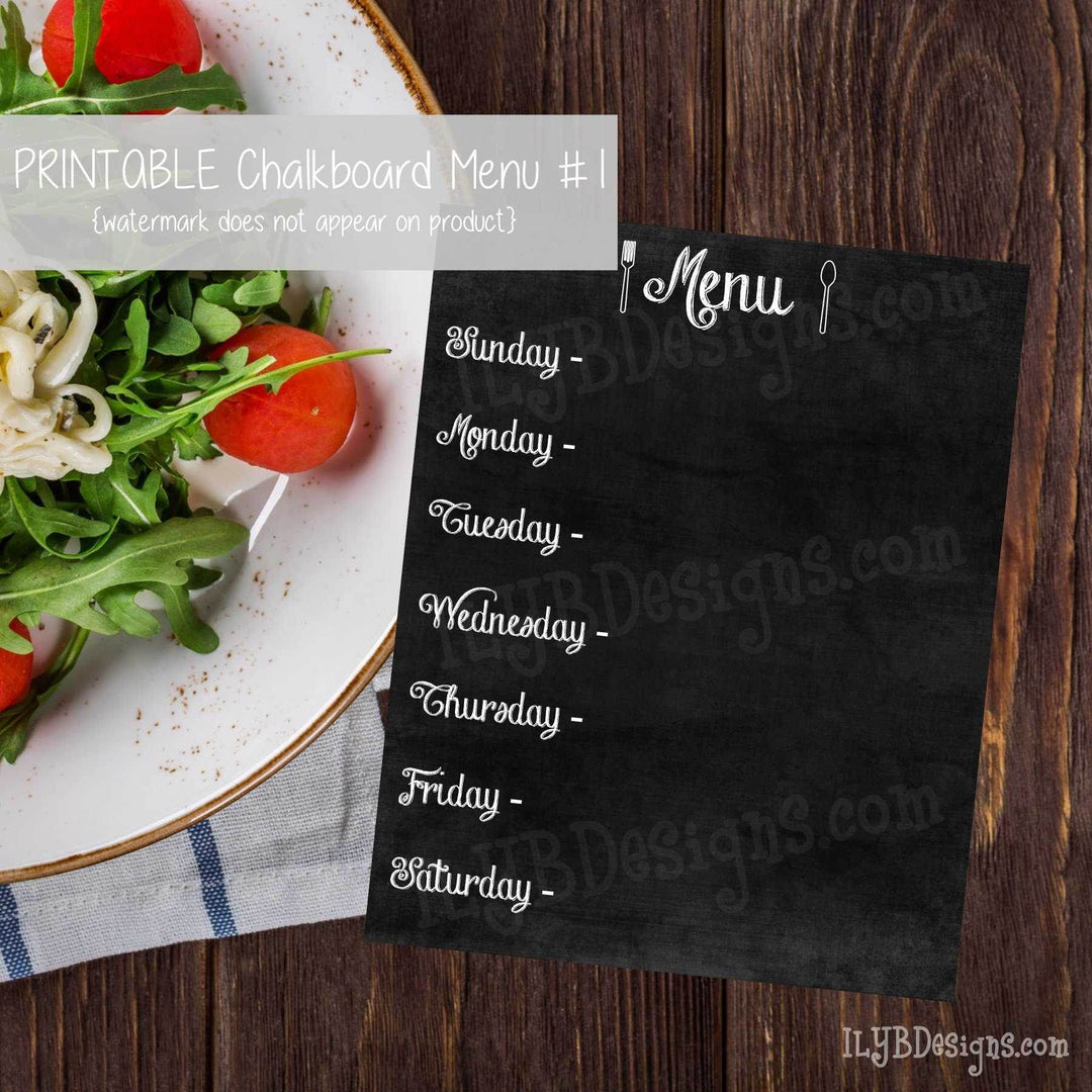 PRINTABLE Chalkboard Menu #1 - ILYB Designs