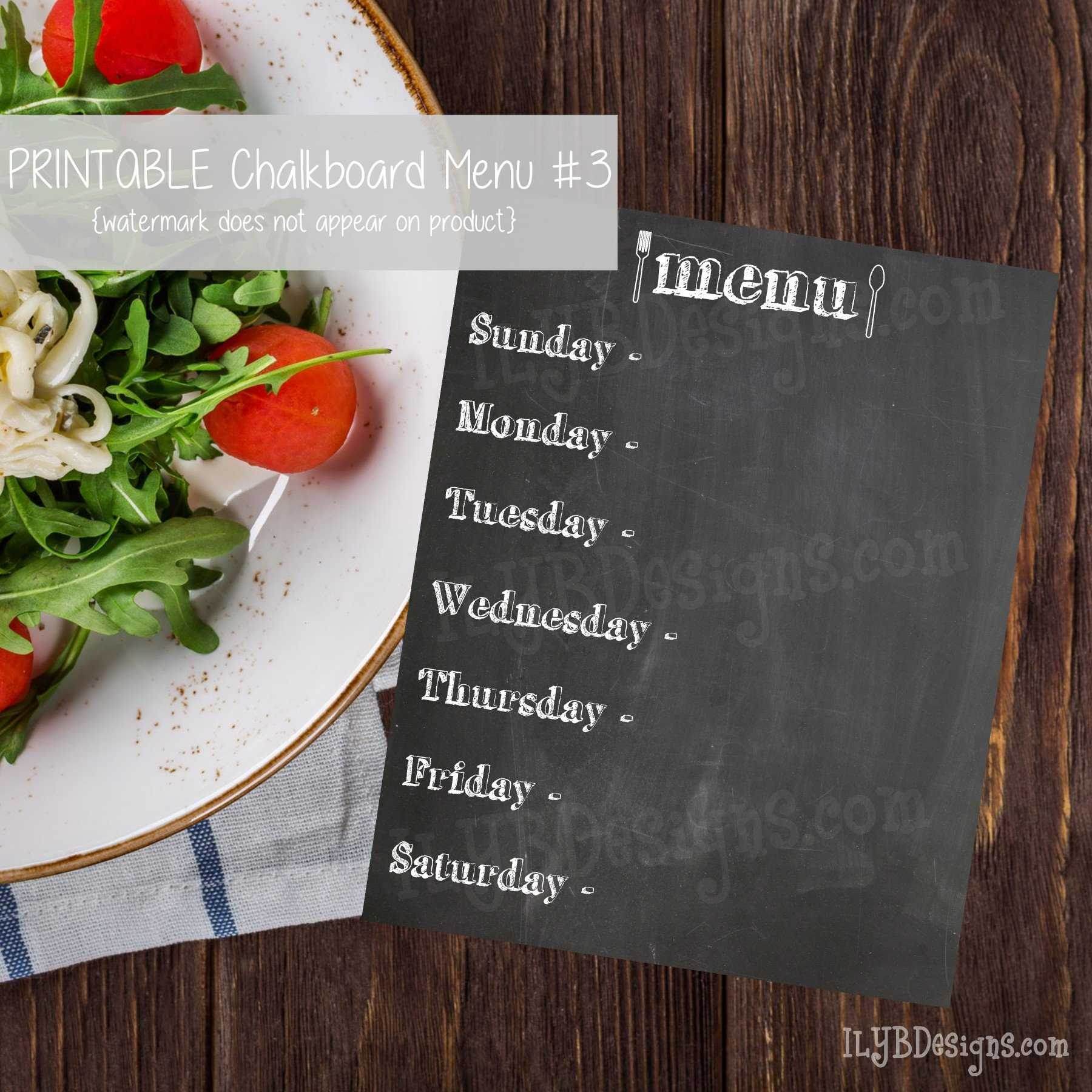 PRINTABLE Chalkboard Menu 3 ILYB Designs