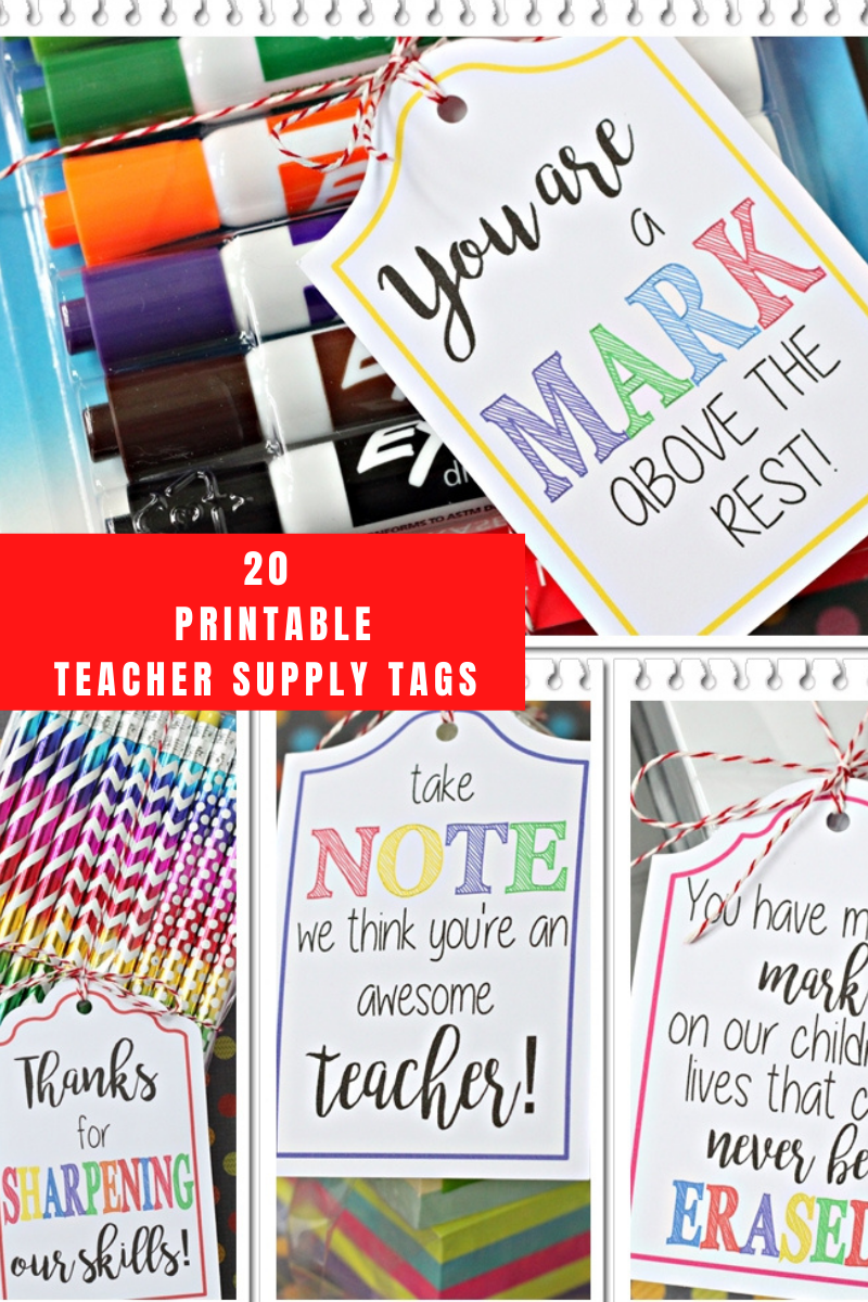 20 Printable Teacher Supply Gift Tags | ILYB Designs - ILYB Designs