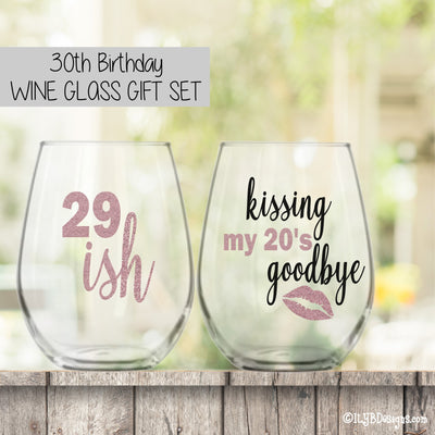 30th birthday wine glasses