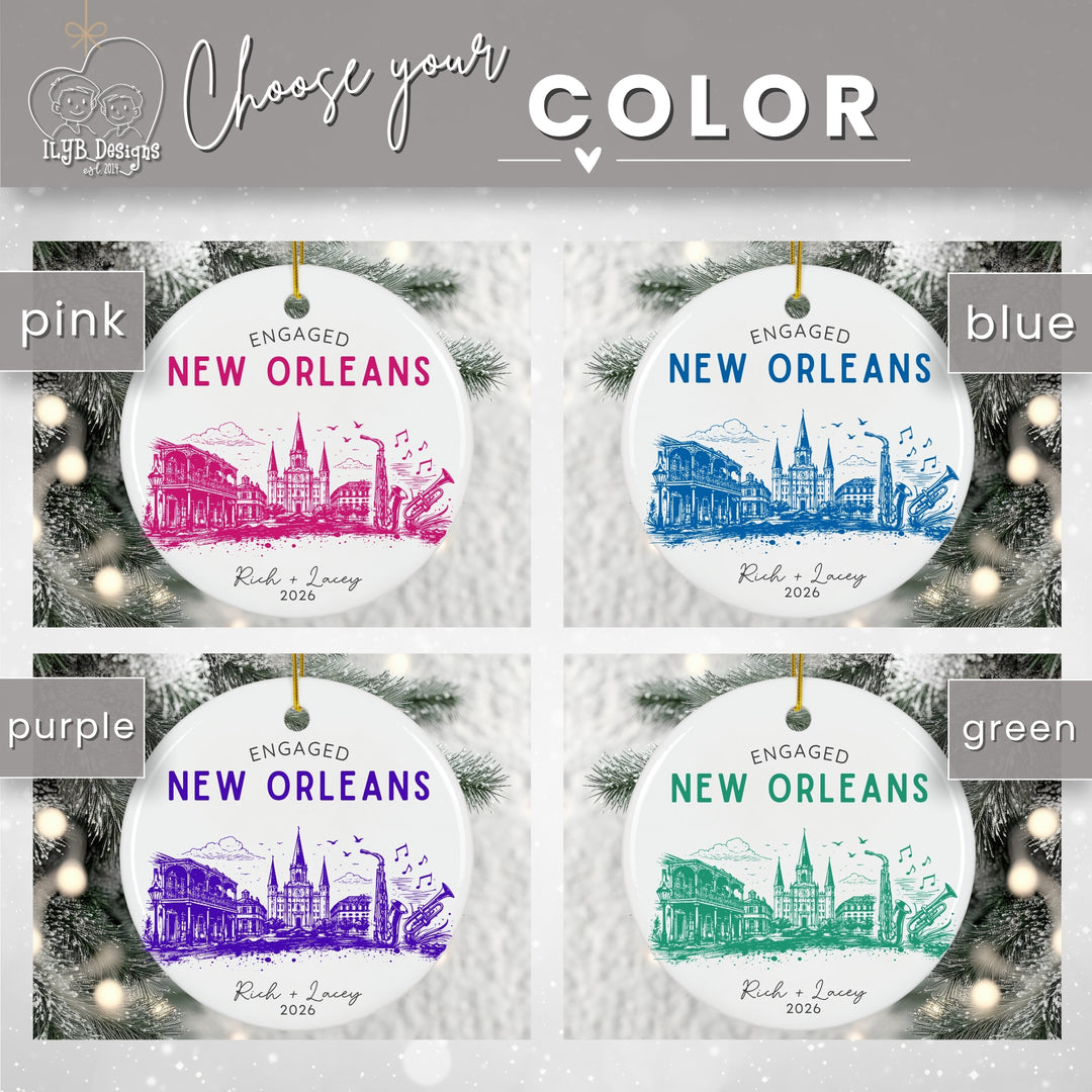 Personalized Engagement Ornament | US City Skyline Custom