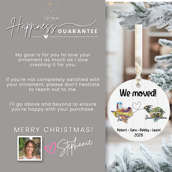 Personalized Moving States Ornament | Custom State to State Christmas Gift