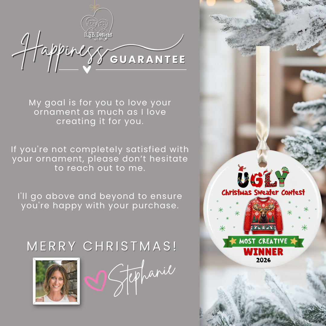 Ugly Christmas Sweater Contest Prize Ornament | Custom Winner Trophy Gift