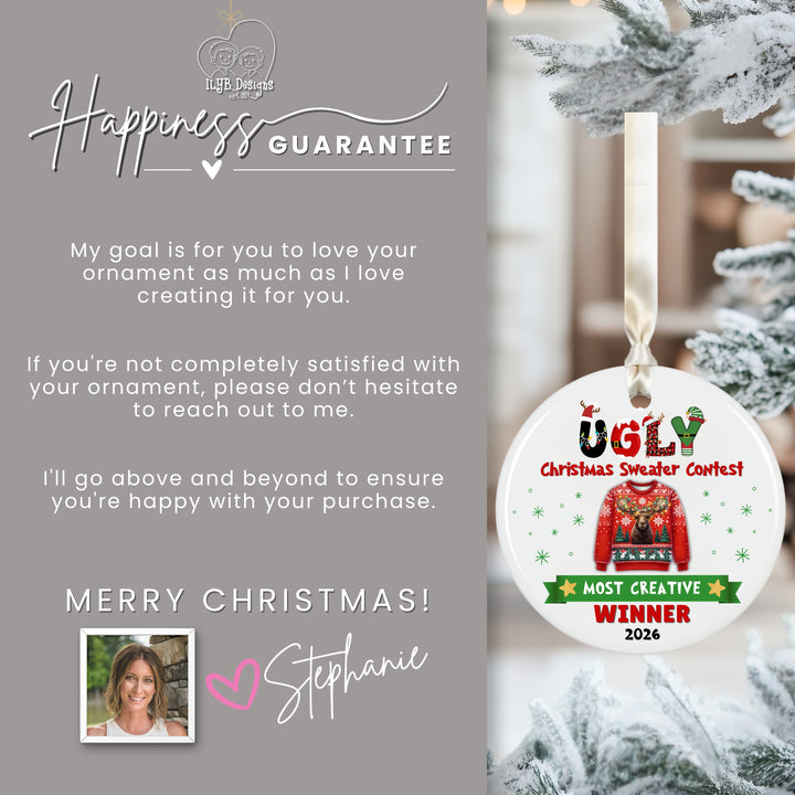 Ugly Christmas Sweater Contest Prize Ornament | Custom Winner Trophy Gift